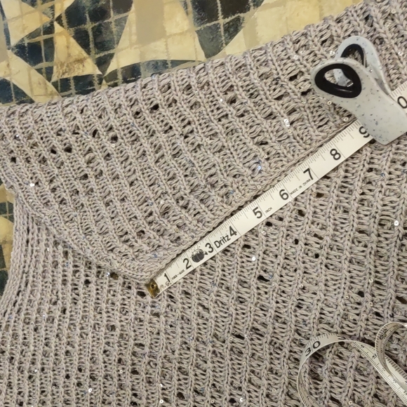 Eileen Fisher Open Weave Italian Yarn Box Top With Sparkles Size M - Picture 14 of 14